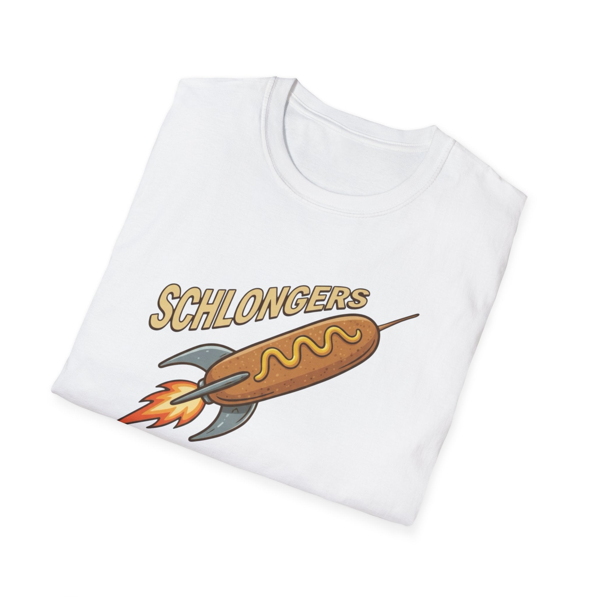 Schlongers Throwback Unisex Softstyle T-Shirt in Orange or White