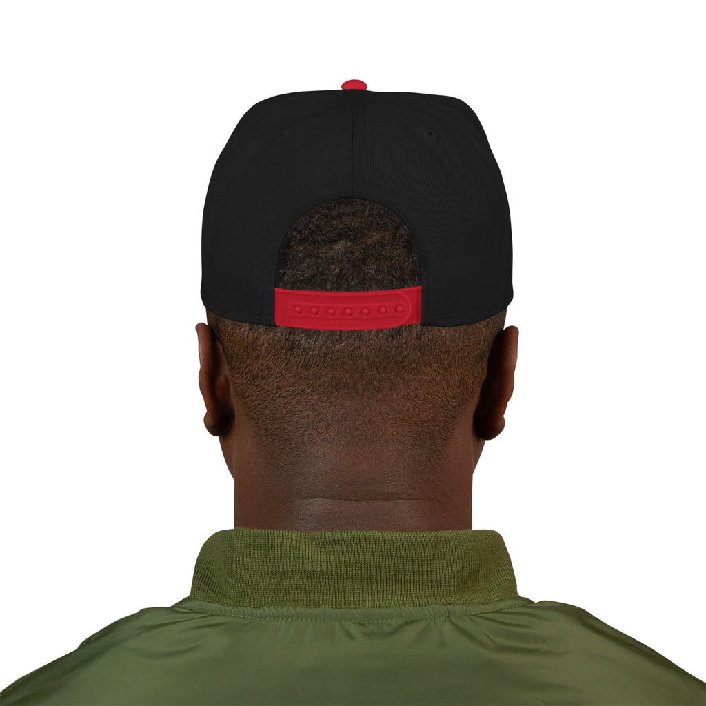 Embroidered Snapback Hat — Red & Black ‘Beast’ Logo Cap