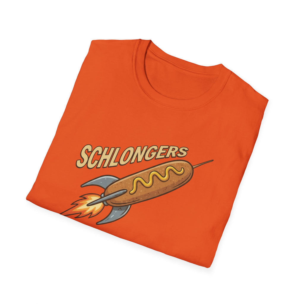 Schlongers Throwback Unisex Softstyle T-Shirt in Orange or White