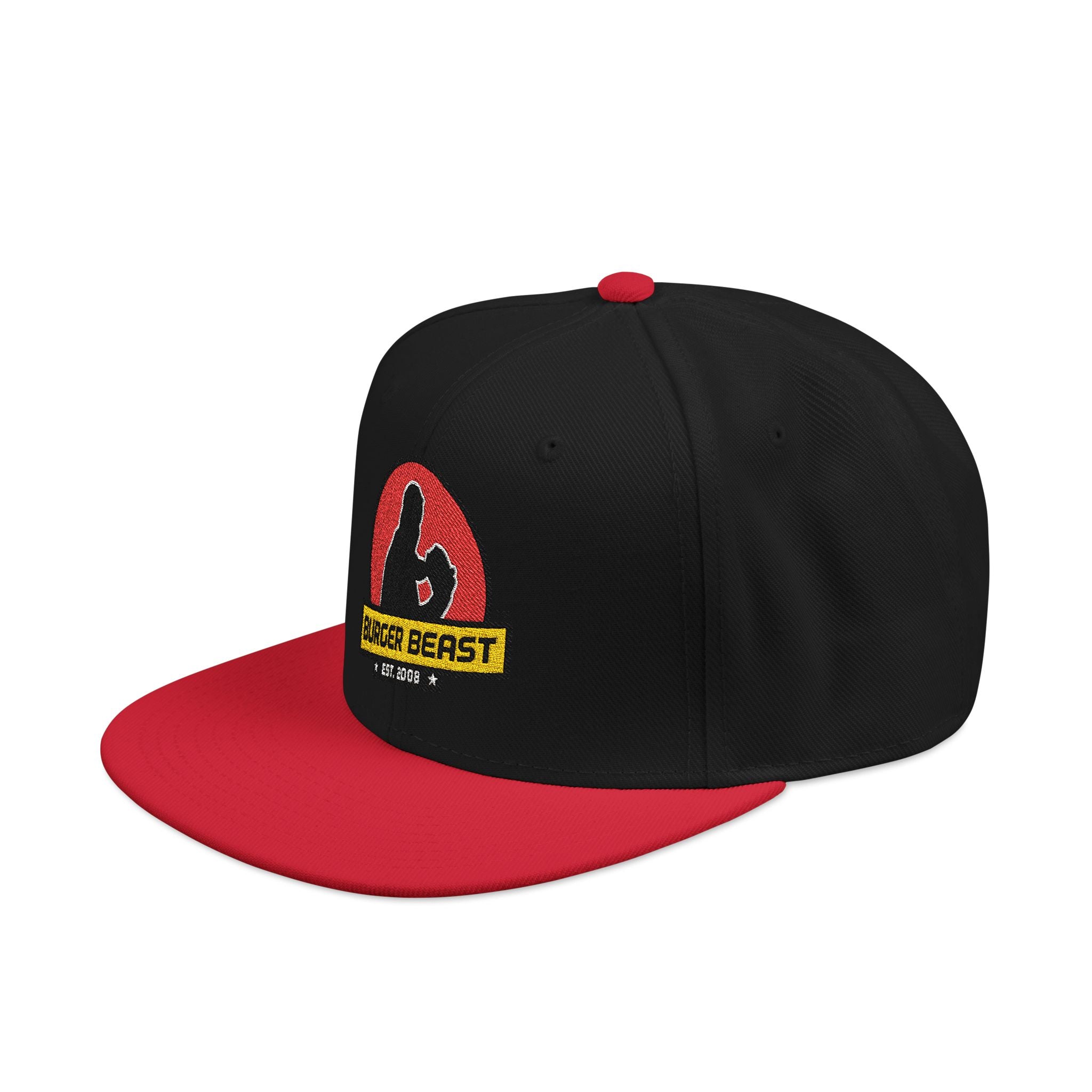 Embroidered Snapback Hat — Red & Black ‘Beast’ Logo Cap