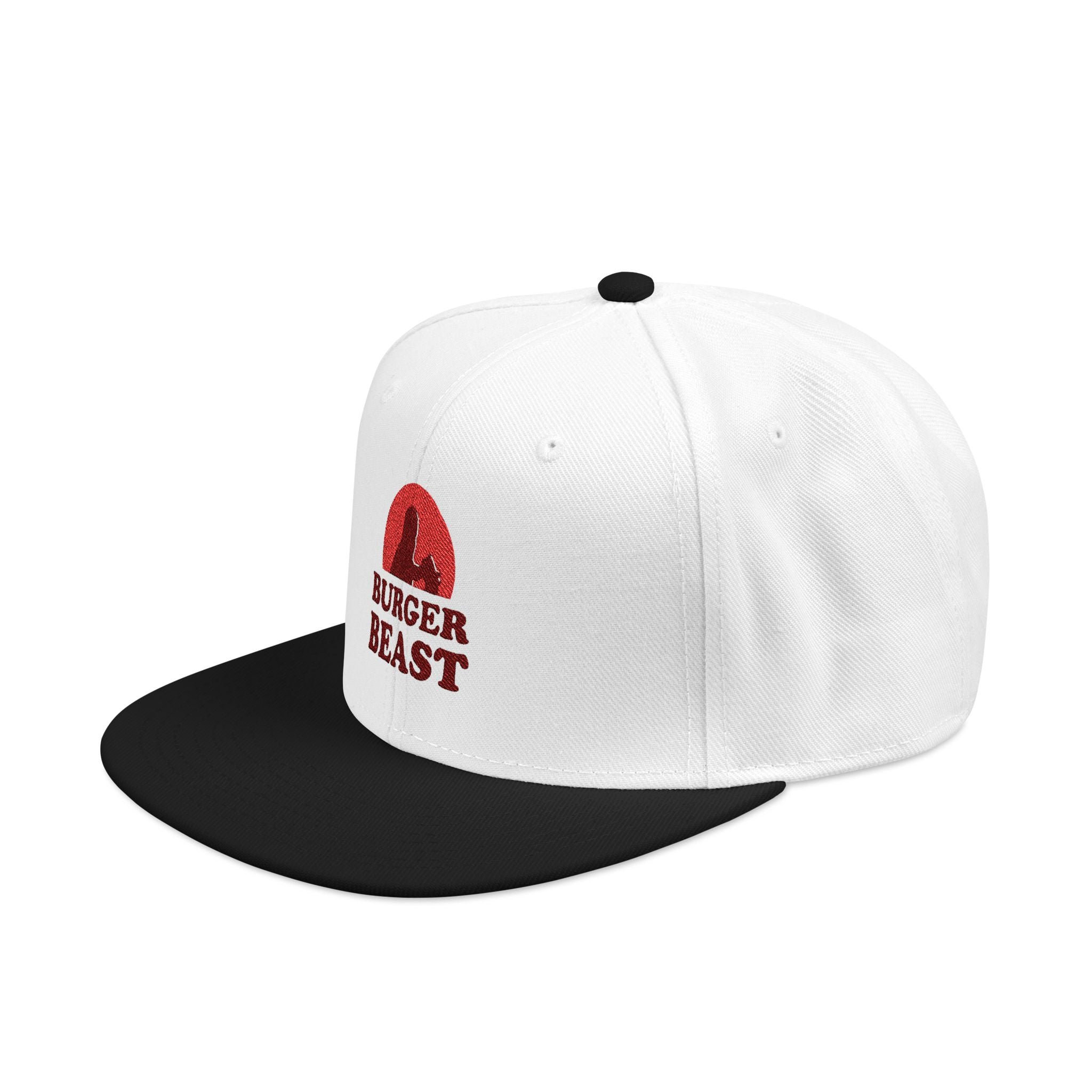 Retro Burger Beast Logo Embroidered Snapback Hat